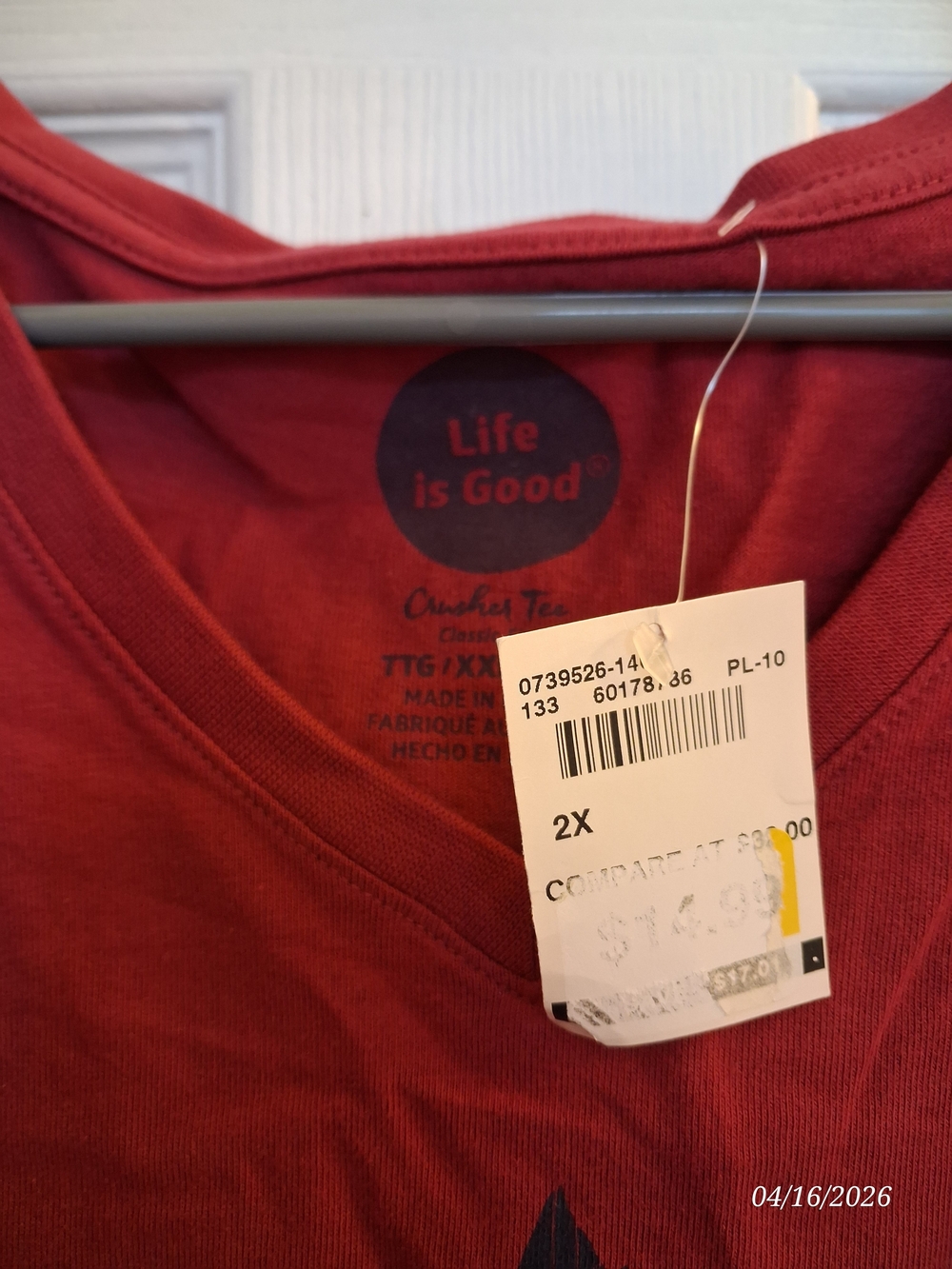 Life is Good Red Long-Sleeve V-Neck Tee - Picture 5 of 5